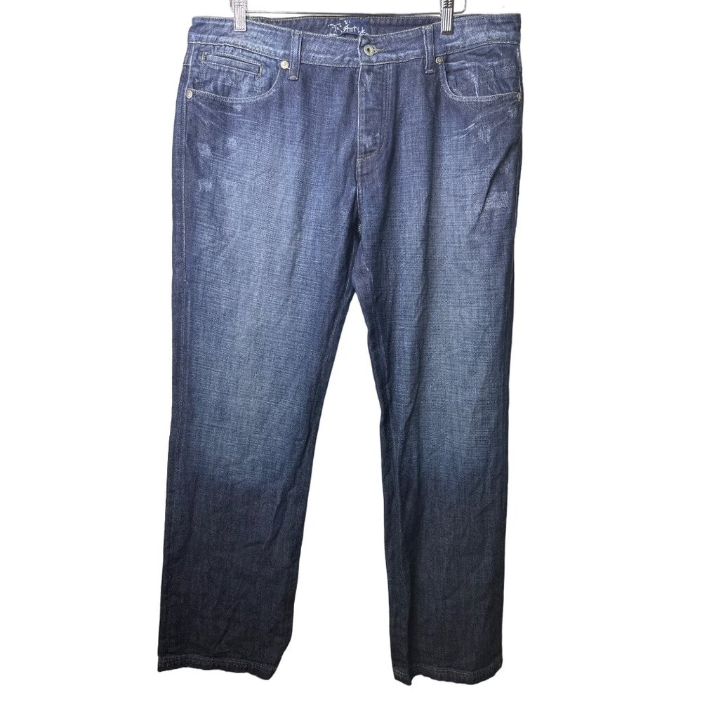 Antik Jeans Size 38 Denim Straight Leg Jeans Mid Rise Embellished Pockets Mens